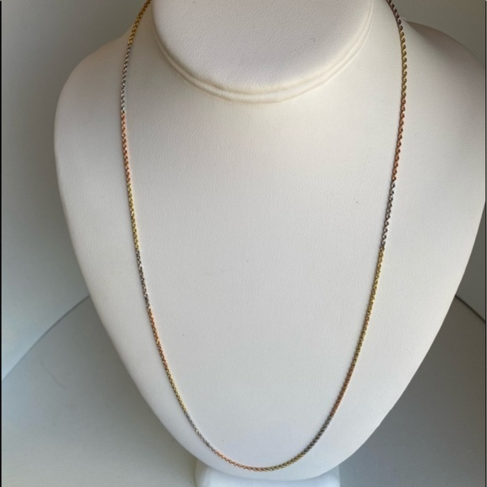 14K tri color 1.5mm Solid Rope Chain